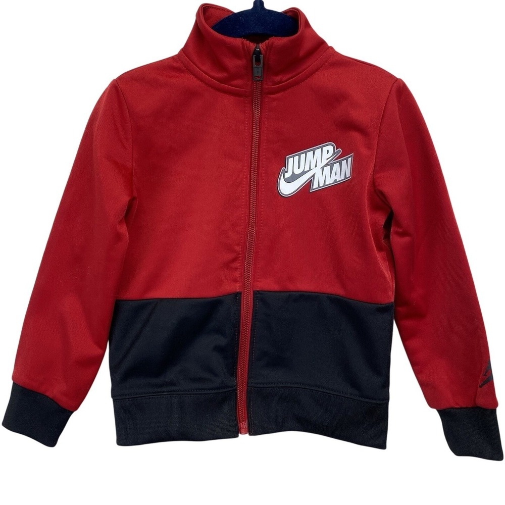 Nike Jordan Jumpman Track Jacket Kids 2T Red Black Colorblock Full Zip Sporty